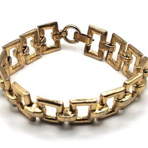 Vintage 80s Square Link Bracelet Gold tone Tennis 7in